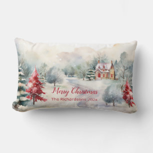 Christmas Pine Trees Lumbar Cushion