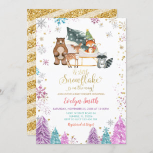 Christmas Pine Trees Winter Woodland Baby Shower Invitation