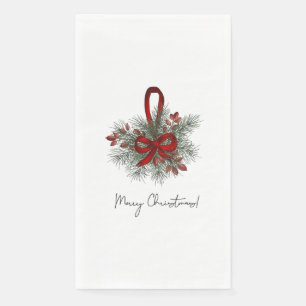Christmas Pine with Red Bow Napkin