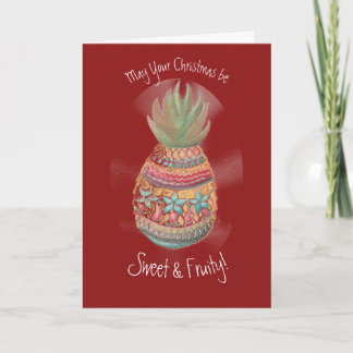 Christmas Pineapple Card in Dark Red