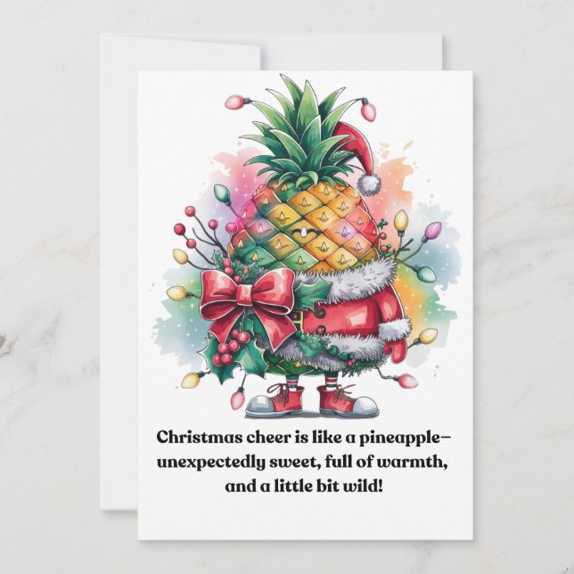Christmas pineapple tree watercolor holiday card (Front)