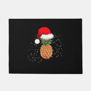 Christmas Pineapple With Santa Hat Xmas Holiday Doormat