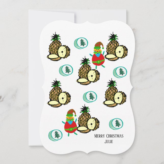 Christmas Pineapples, Santa Flat Greeting Card (Front)