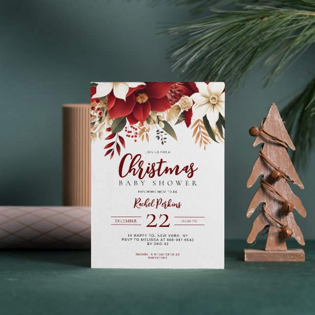 Christmas Pinecone Berries Unisex Baby Shower Invitation (Creator Uploaded)