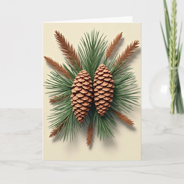 Christmas Pinecones And Evergreen Card (Front)