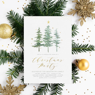 Christmas Pines   Budget Holiday Party Invitation