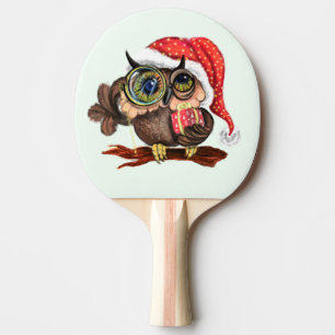 Christmas Ping Pong Paddle Baby Owl with Gifts 