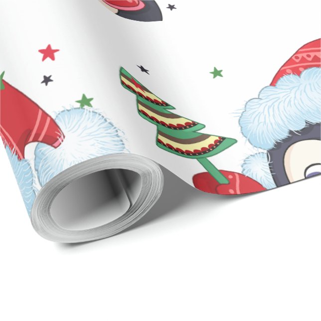 Christmas Pinguin with a Tree  Wrapping Paper (Roll Corner)