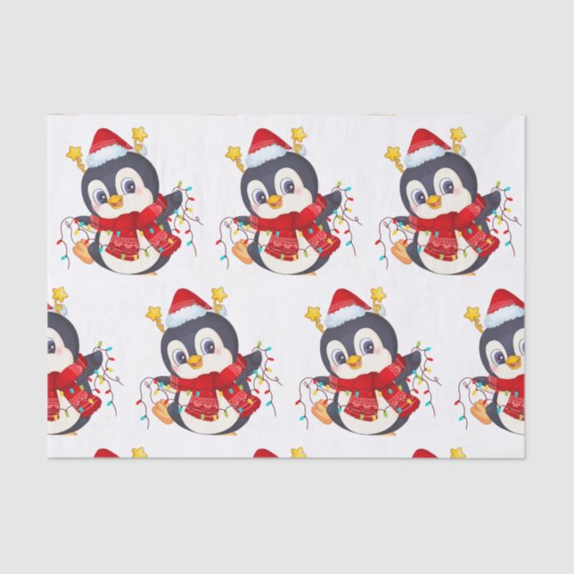 Christmas Pinguin with Lights   Tissue Paper (Front)