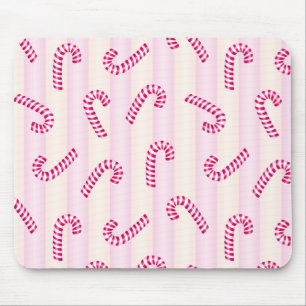 Christmas Pink Candycanes Pattern Mouse Pad