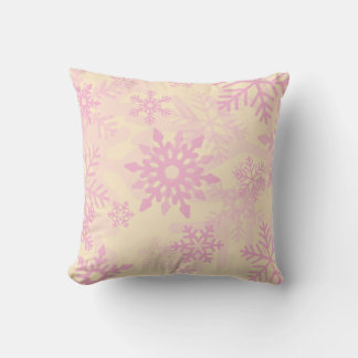 Christmas Pink Dancing Snowflakes Pillow