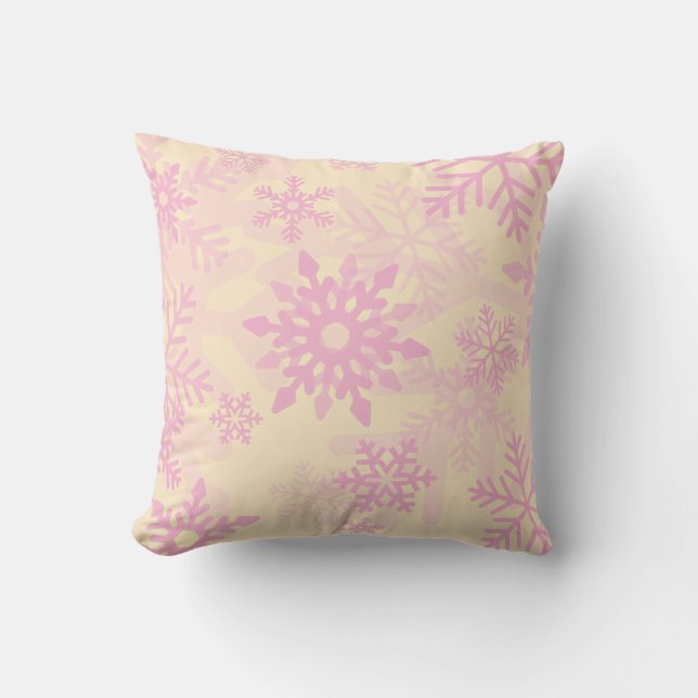 Christmas Pink Dancing Snowflakes  Pillow (Front)