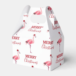 Christmas Pink Flamingo Bird with Santa Hat Favour Box