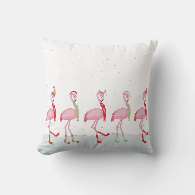 Christmas Pink Flamingo  Cushion (Front)