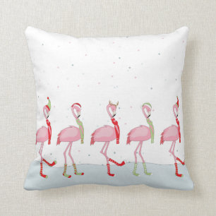 Christmas Pink Flamingo  Cushion