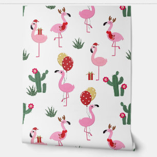 Christmas Pink Flamingo Party   Holidays Wallpaper