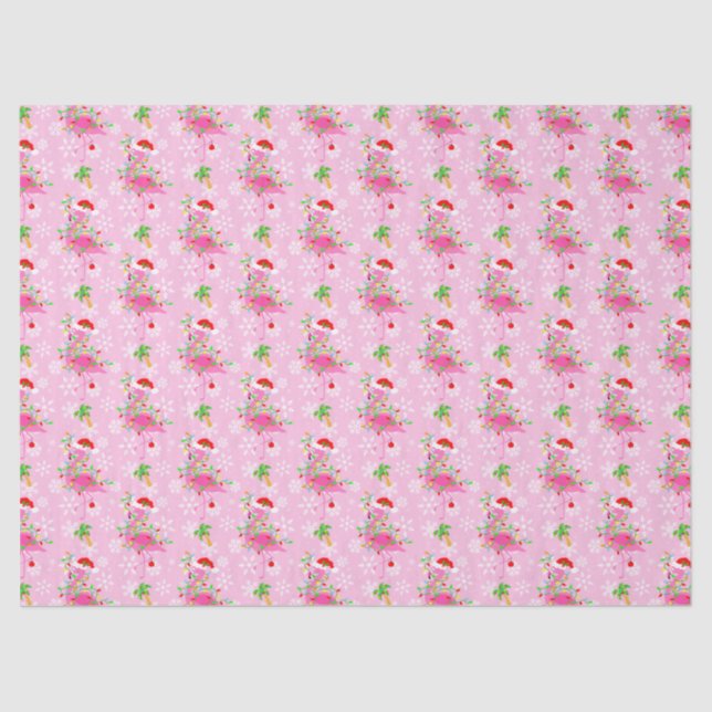 Christmas Pink Flamingo Pattern Tissue Paper (Front)