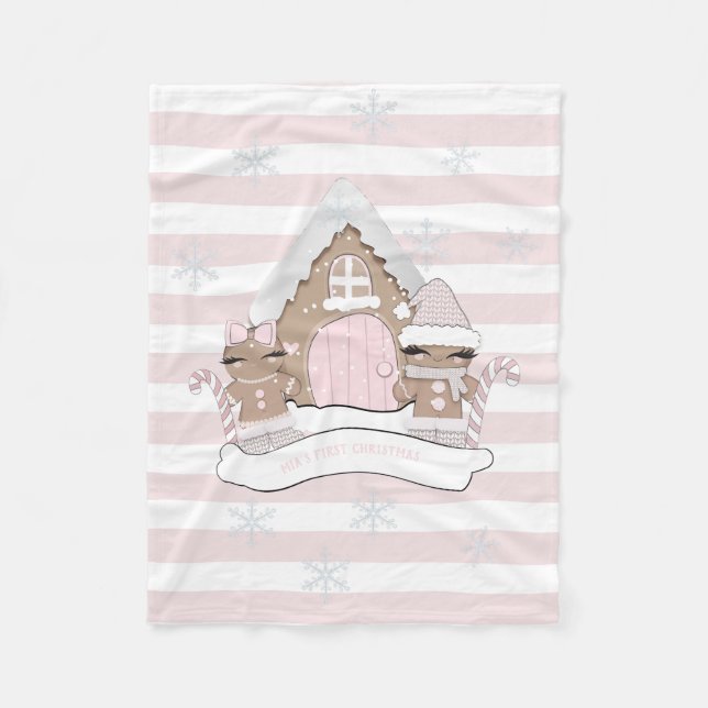 Christmas Pink Gingerbread Theme Blanket (Front)