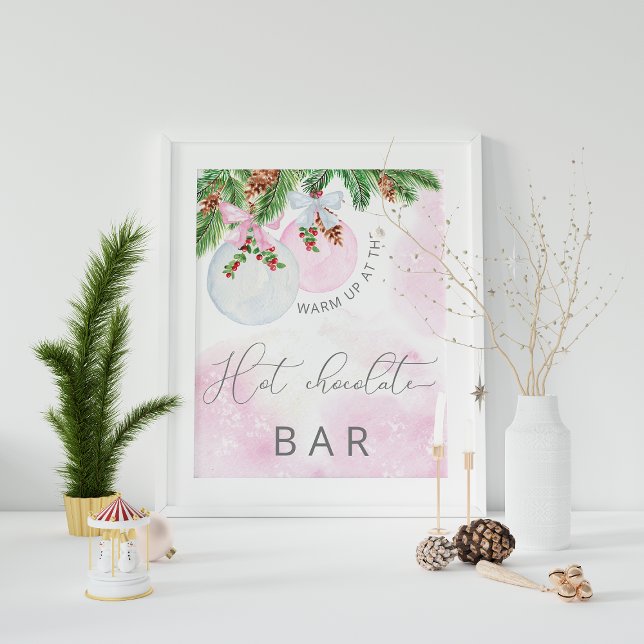 Christmas Pink Girl Baby Shower Hot Chocolate Bar  Poster (Creator Uploaded)