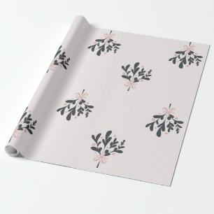 Christmas Pink Mistletoe Wrapping Paper