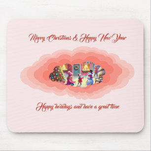 Christmas pink mouse pad