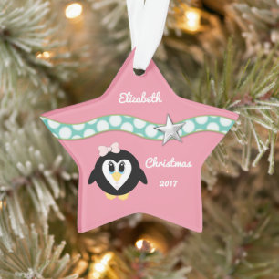Christmas pink penguin Granddaughter Ornament