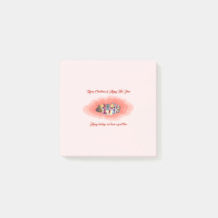 Christmas pink post-it notes