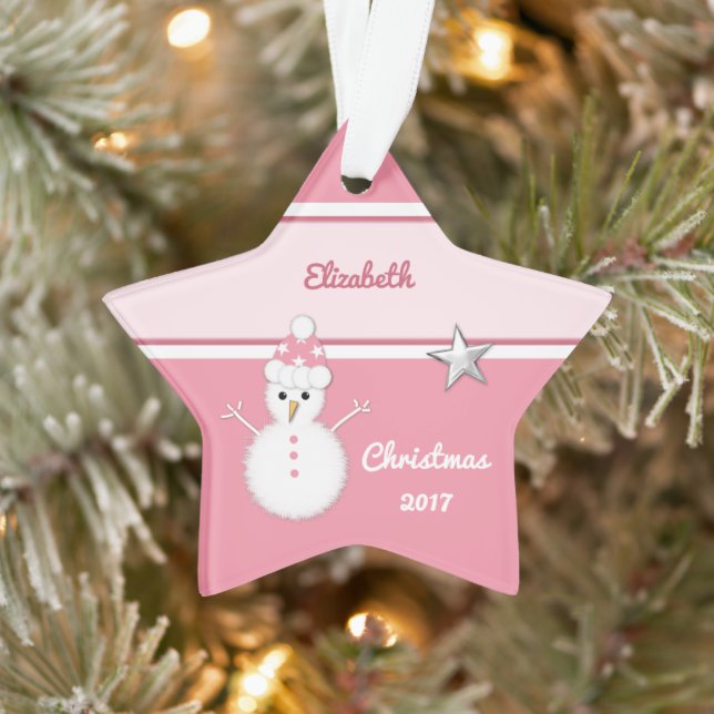 Christmas pink snowman Grandchild Ornament (Tree)