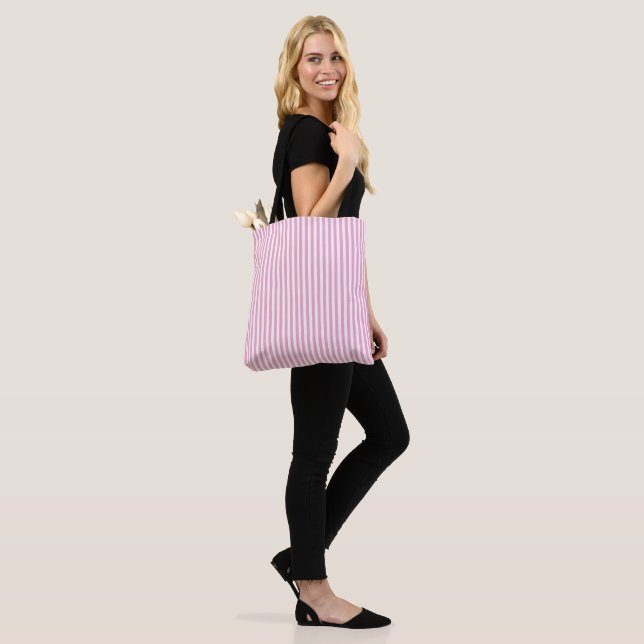 Christmas Pink Striped Shoulder Tote (On Model)
