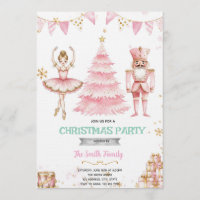 Christmas pink sugar plum nutcracker Invitation