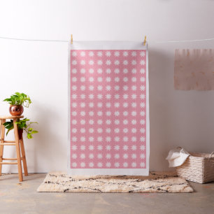 Christmas Pink with white snowflakes Fabric