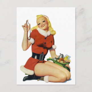 Christmas Pinup Holiday Postcard
