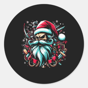 Christmas Pirate Captain Boater Boating Captain Sa Classic Round Sticker