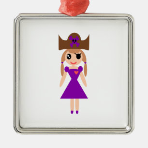 Christmas Pirate Girl Metal Ornament