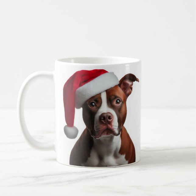 Christmas Pit bull Coffee Mug (Left)