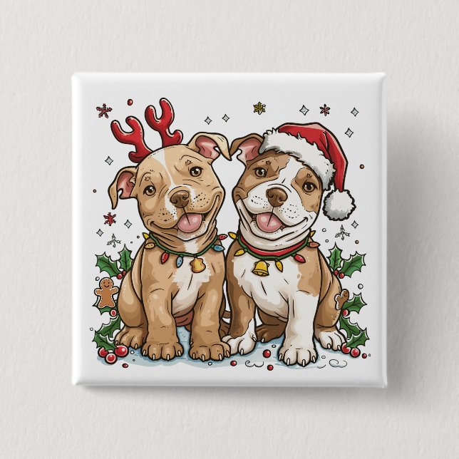 Christmas Pit Bull Dogs 15 Cm Square Badge (Front)