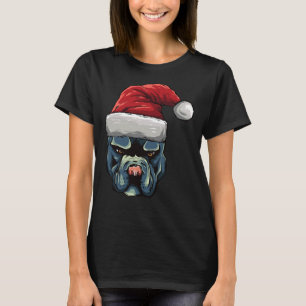 Christmas Pit Bull Puppy Dog In A Santa Hat T-Shirt
