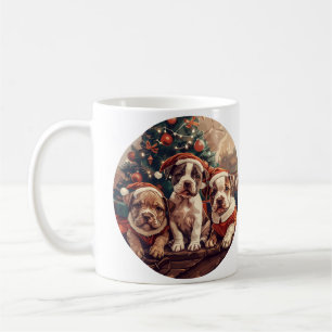 Christmas Pit Bull Puppy Dogs Coffee Mug