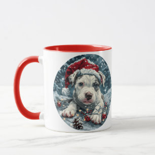 Christmas Pit Bull Santa Puppy Mug