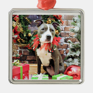 Christmas - Pitbull - Charm Metal Ornament