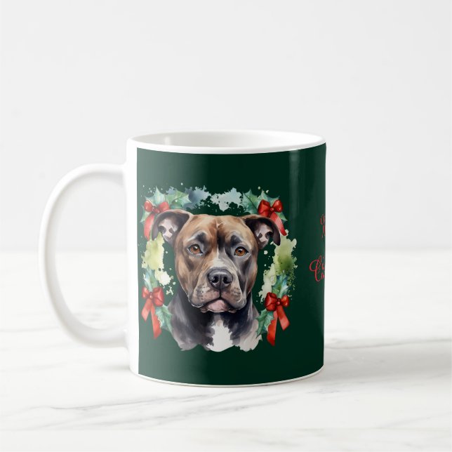 Christmas Pitbull Coffee Mug (Left)