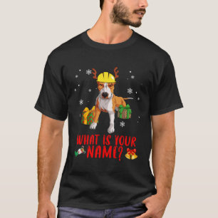 Christmas Pitbull Dog In A Reindeer Construction H T-Shirt
