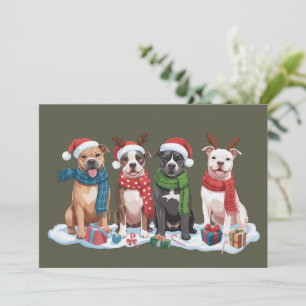 Christmas Pitbull Dog Owner Gift Holiday Xmas Card