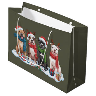 Christmas Pitbull Dog Owner Gift Holiday Xmas Large Gift Bag