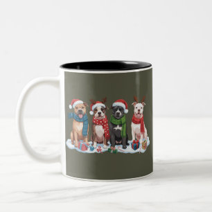 Christmas Pitbull Dog Owner Gift Holiday Xmas Two-Tone Coffee Mug
