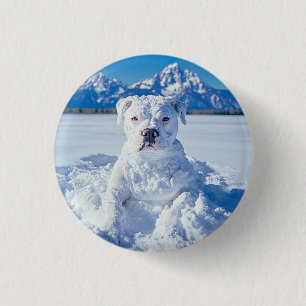 Christmas Pitbull Dog Snowman 3 Cm Round Badge
