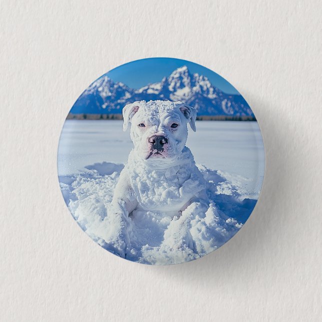 Christmas Pitbull Dog Snowman 3 Cm Round Badge (Front)