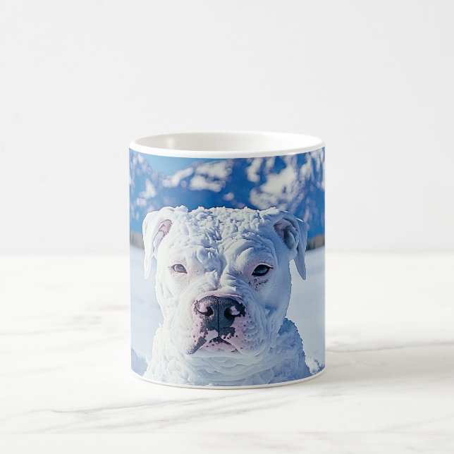 Christmas Pitbull Dog Snowman Coffee Mug (Center)