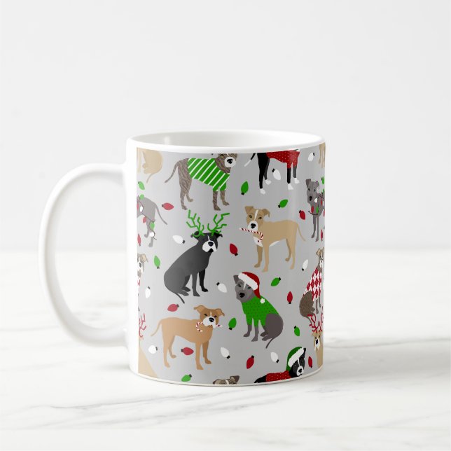 Christmas Pitbull Dogs Coffee Mug (Left)