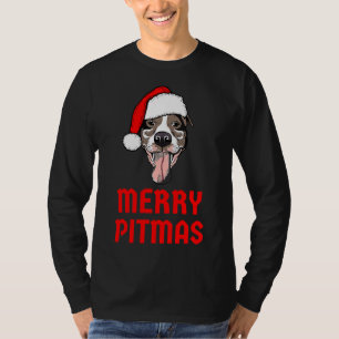 Christmas Pitbull Merry Pitmas Funny Pitbull Chris T-Shirt